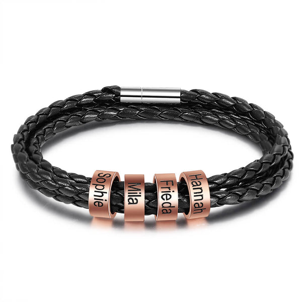 Men's Engraved 4 Beads Bracelet