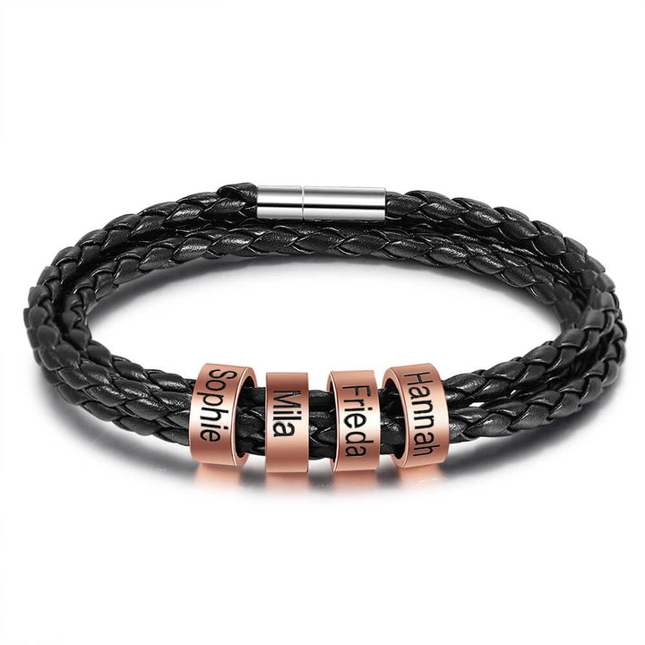 Men's Engraved 4 Beads Bracelet
