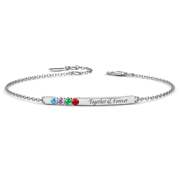 4 Birthstones Bar Bracelet