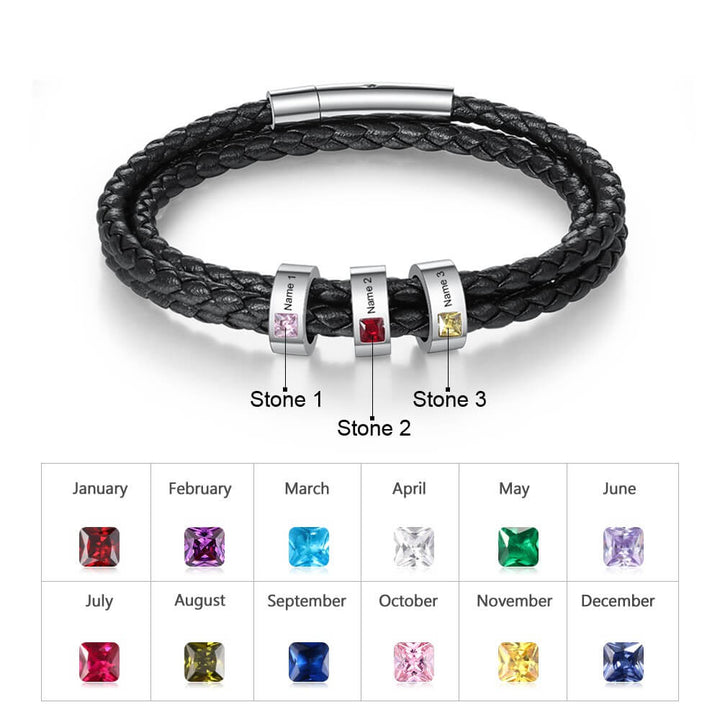 Men's Engraved 3 Beads Bracelet