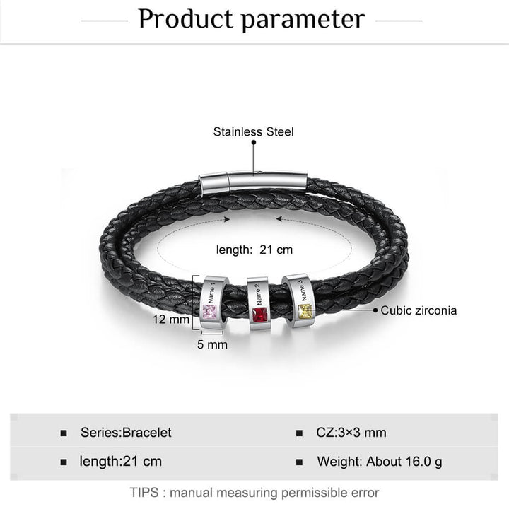 Men's Engraved 3 Beads Bracelet