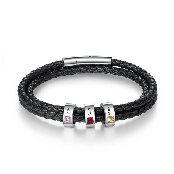 Men's Engraved 3 Beads Bracelet