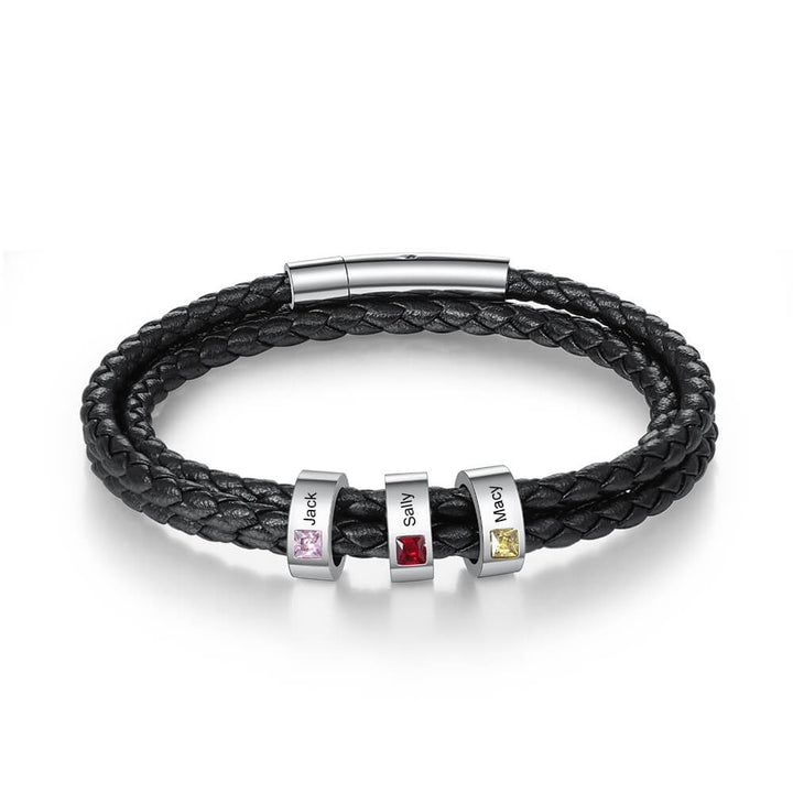 Men's Engraved 3 Beads Bracelet