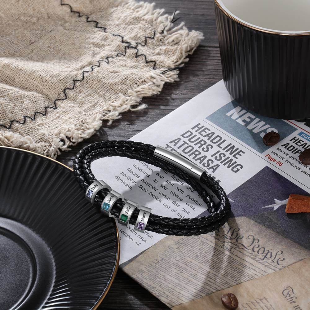 Men's Engraved 4 Beads Bracelet
