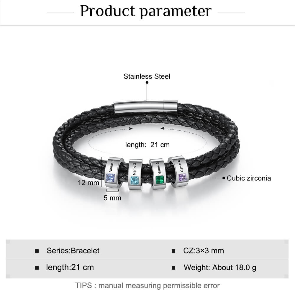 Men's Engraved 4 Beads Bracelet