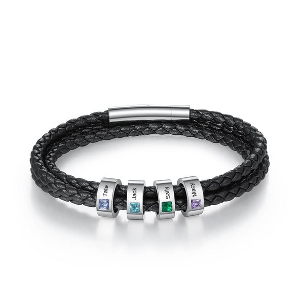 Men's Engraved 4 Beads Bracelet