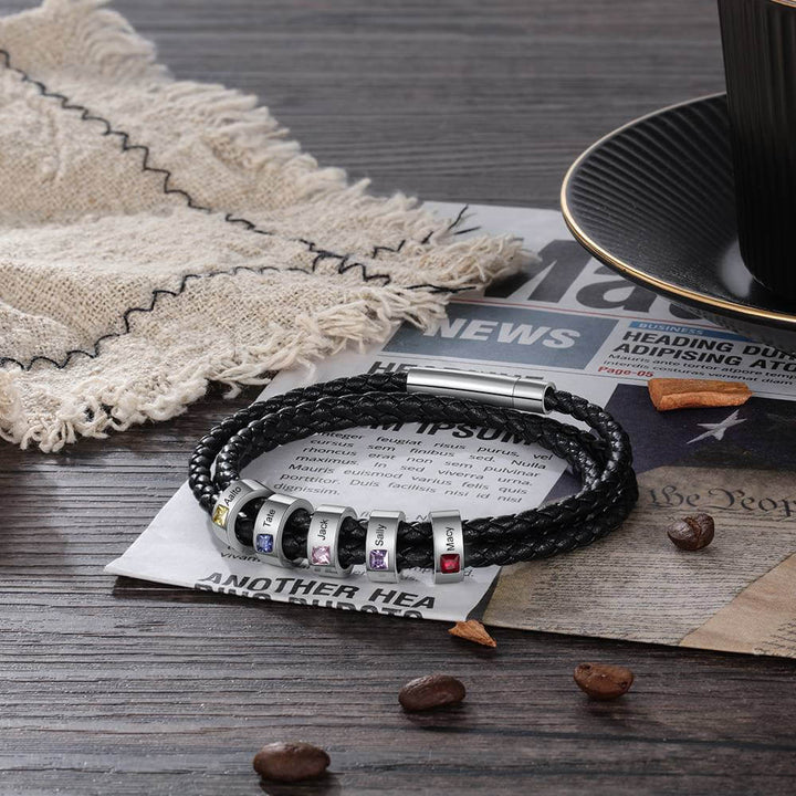 Men's Engraved 5 Beads Bracelet