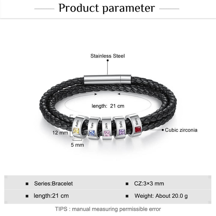 Men's Engraved 5 Beads Bracelet