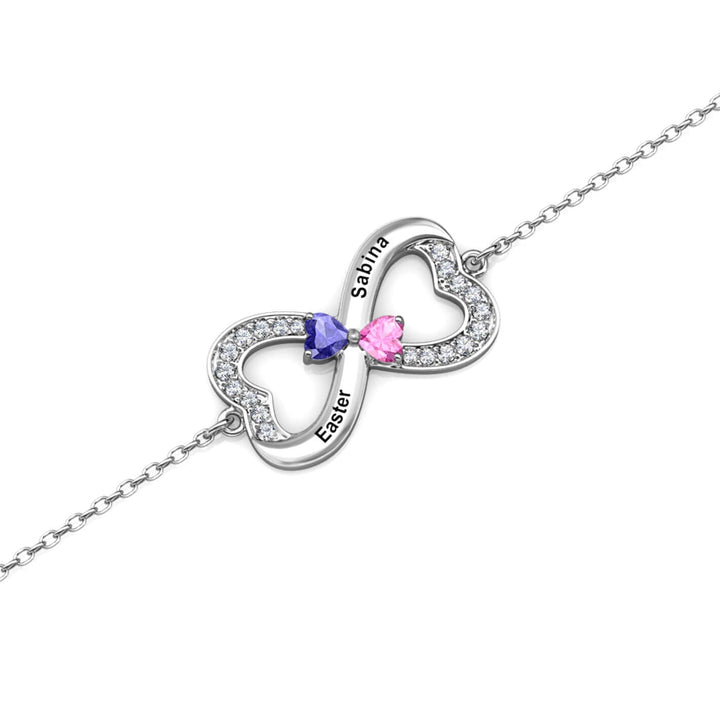2 Birthstones Infinity Bracelet