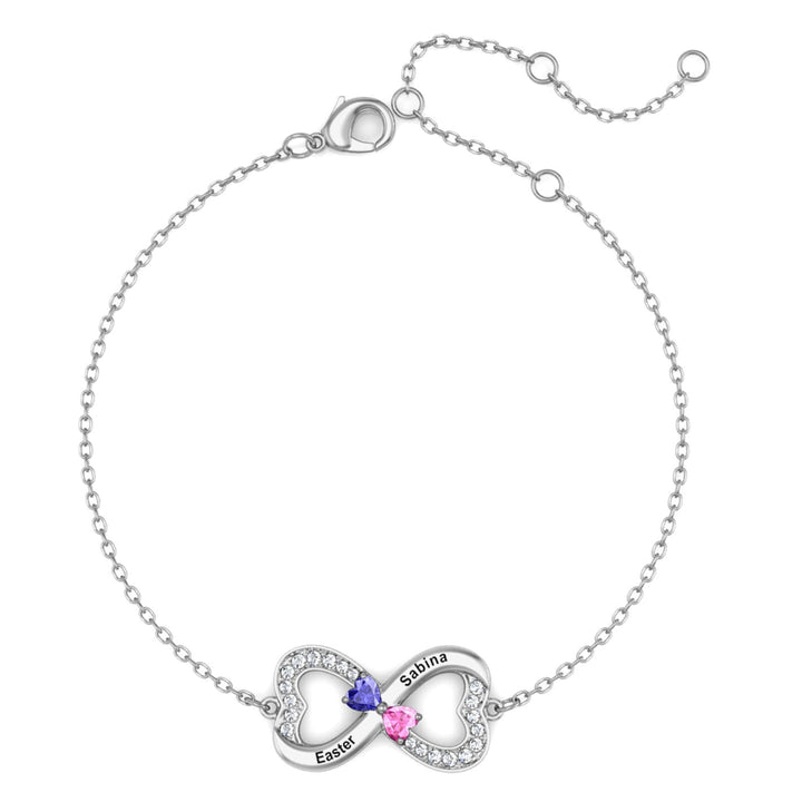 2 Birthstones Infinity Bracelet