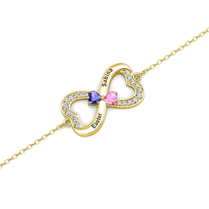 2 Birthstones Infinity Bracelet