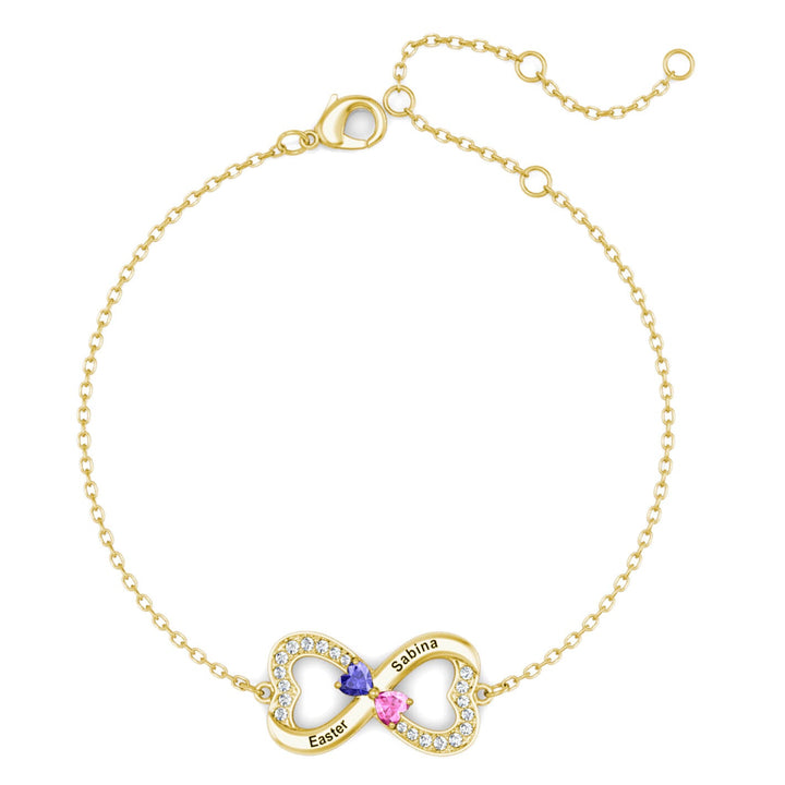 2 Birthstones Infinity Bracelet