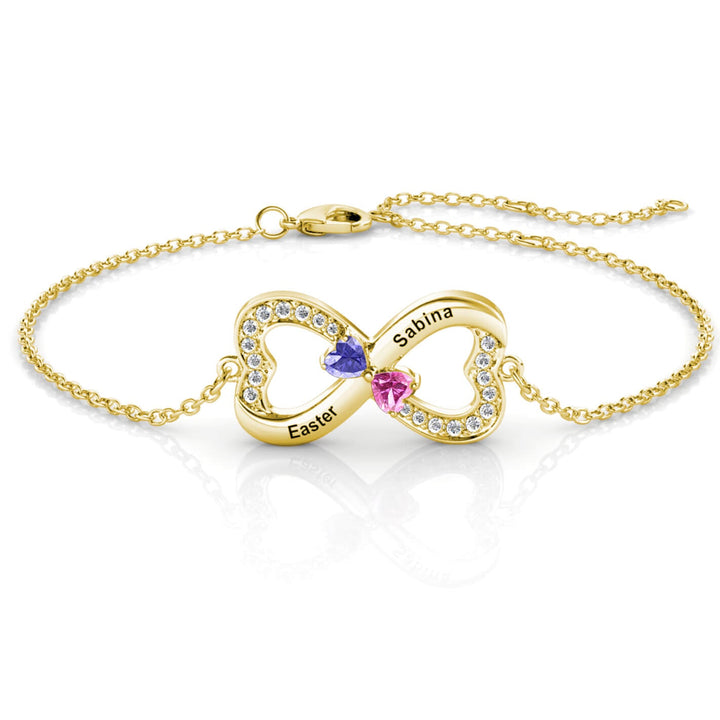 2 Birthstones Infinity Bracelet