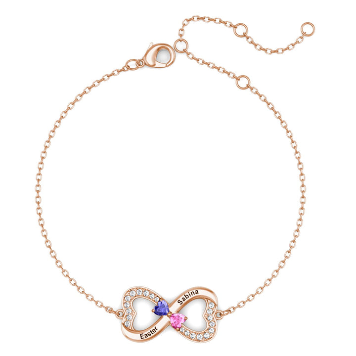 2 Birthstones Infinity Bracelet