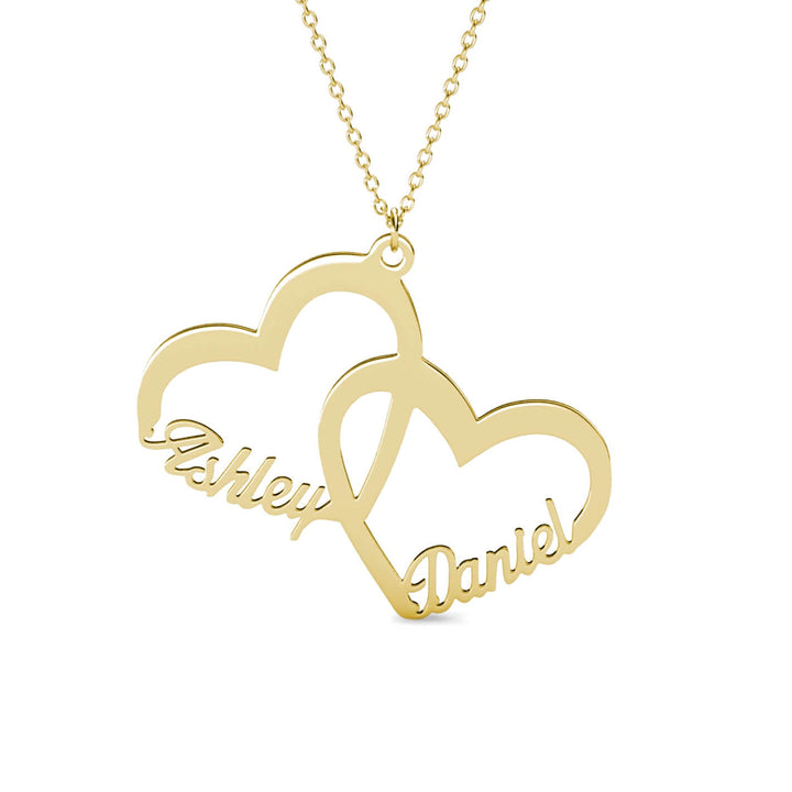 Double Heart 2 Name Necklace