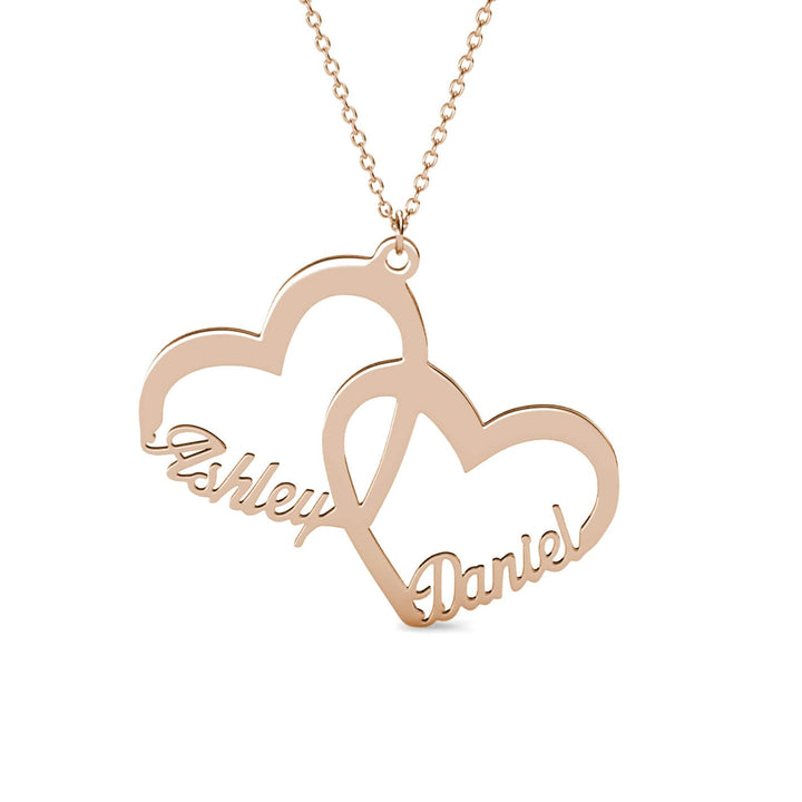 Double Heart 2 Name Necklace