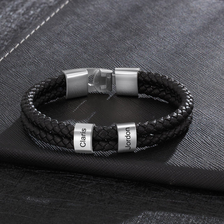 Men's Engraved 2 Beads Bracelet