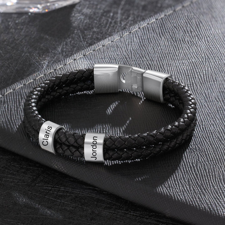 Men's Engraved 2 Beads Bracelet