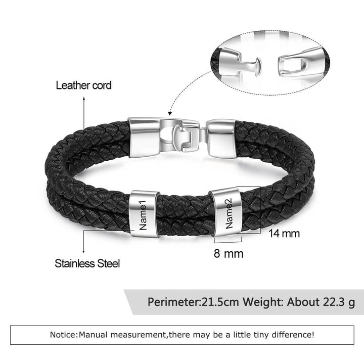 Men's Engraved 2 Beads Bracelet