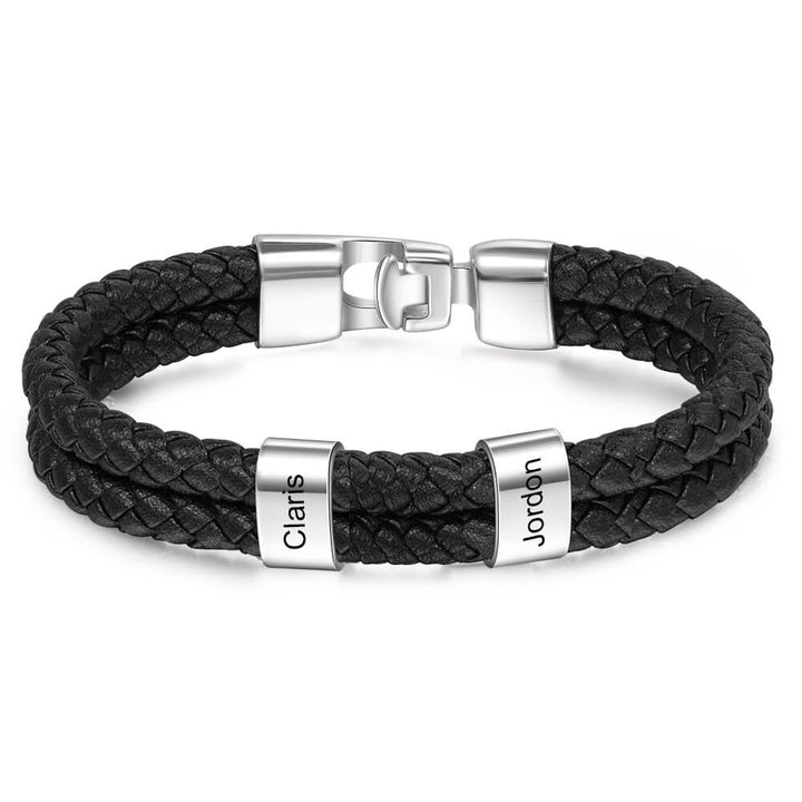 Men's Engraved 2 Beads Bracelet