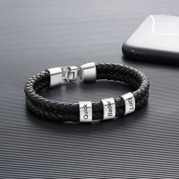 Men's Engraved 3 Beads Bracelet