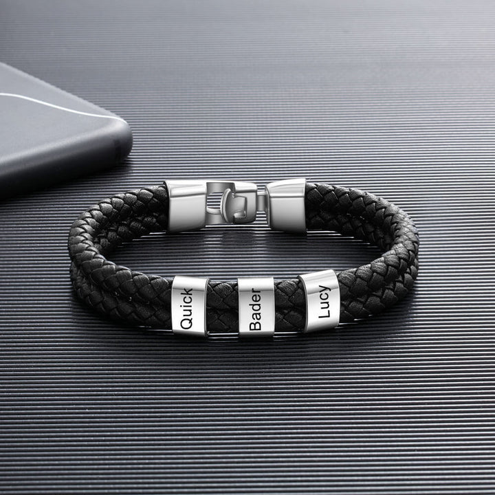Men's Engraved 3 Beads Bracelet