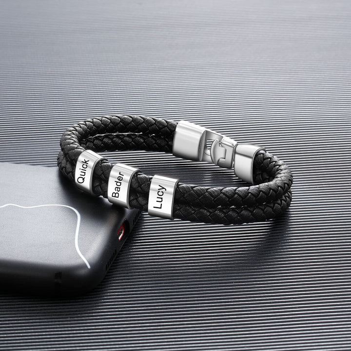Men's Engraved 3 Beads Bracelet