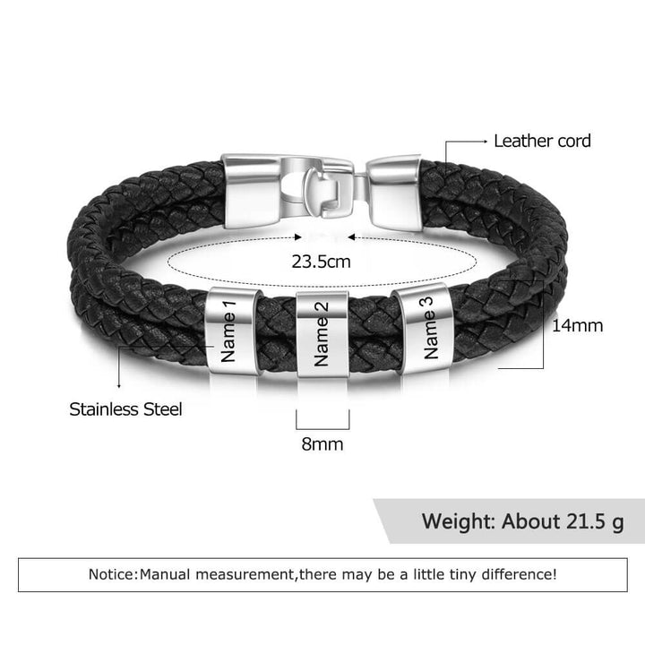 Men's Engraved 3 Beads Bracelet