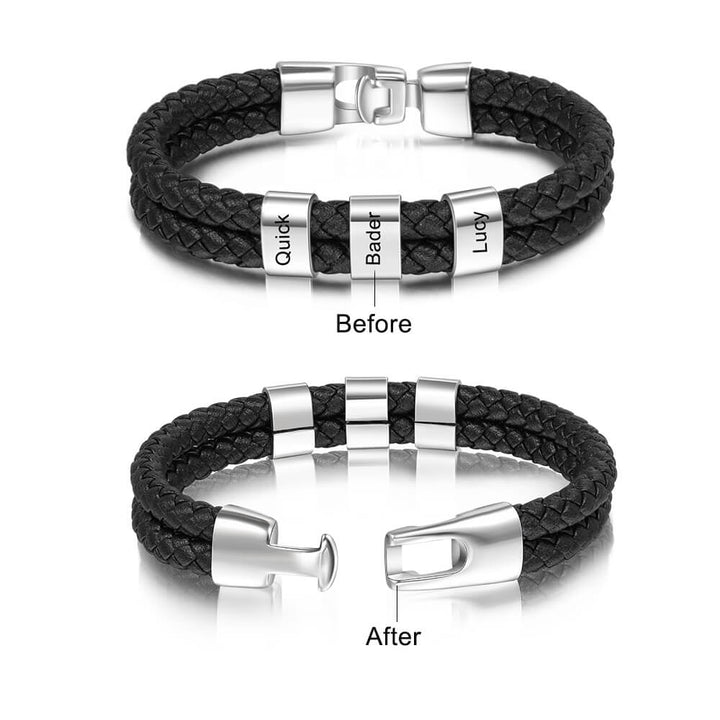 Men's Engraved 3 Beads Bracelet