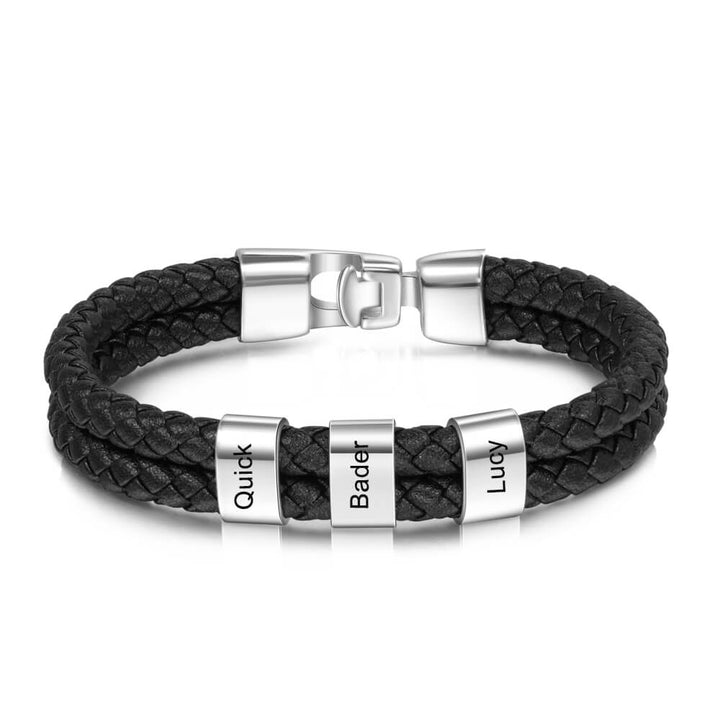 Men's Engraved 3 Beads Bracelet