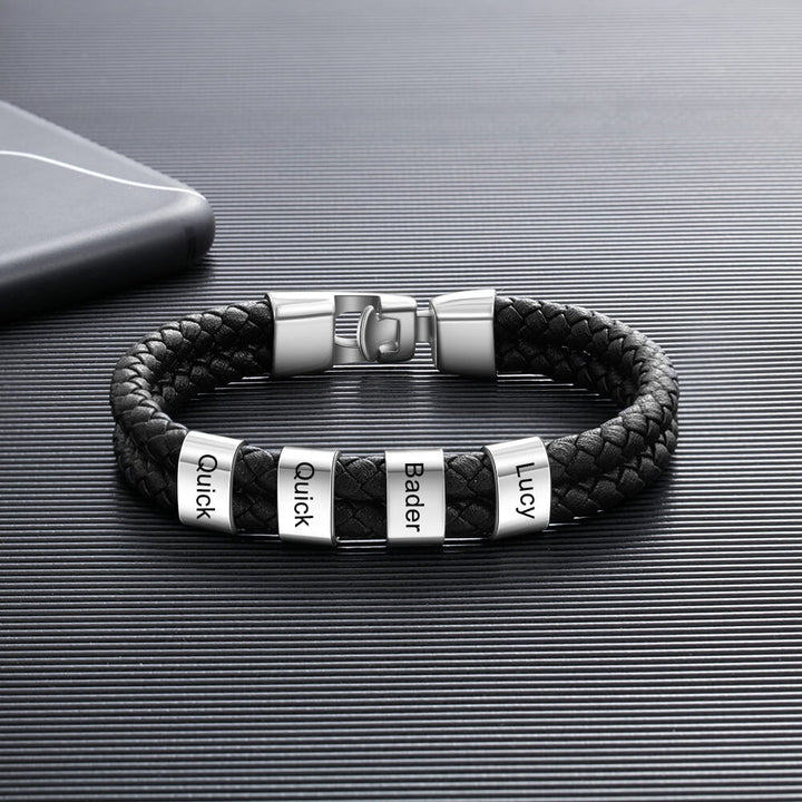 Men's Engraved 4 Beads Bracelet