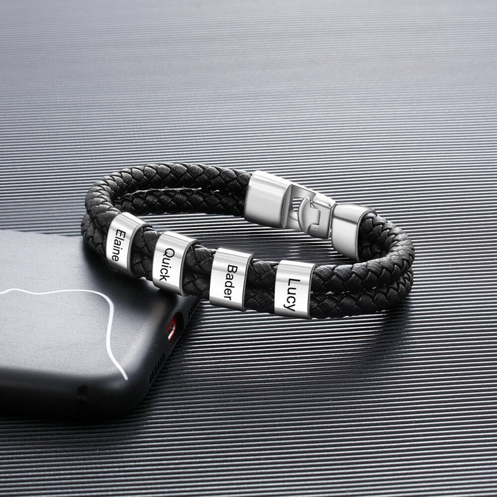 Men's Engraved 4 Beads Bracelet