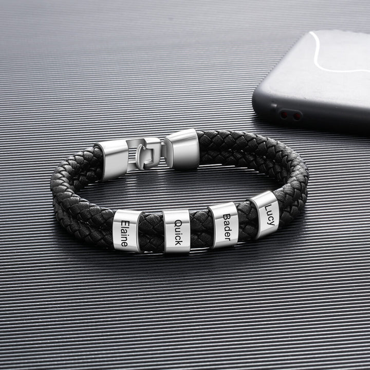Men's Engraved 4 Beads Bracelet
