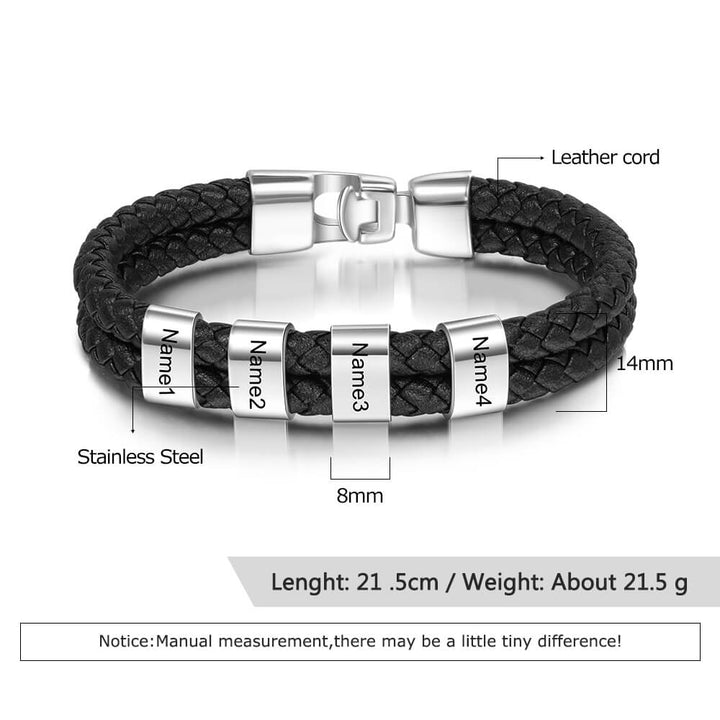 Men's Engraved 4 Beads Bracelet