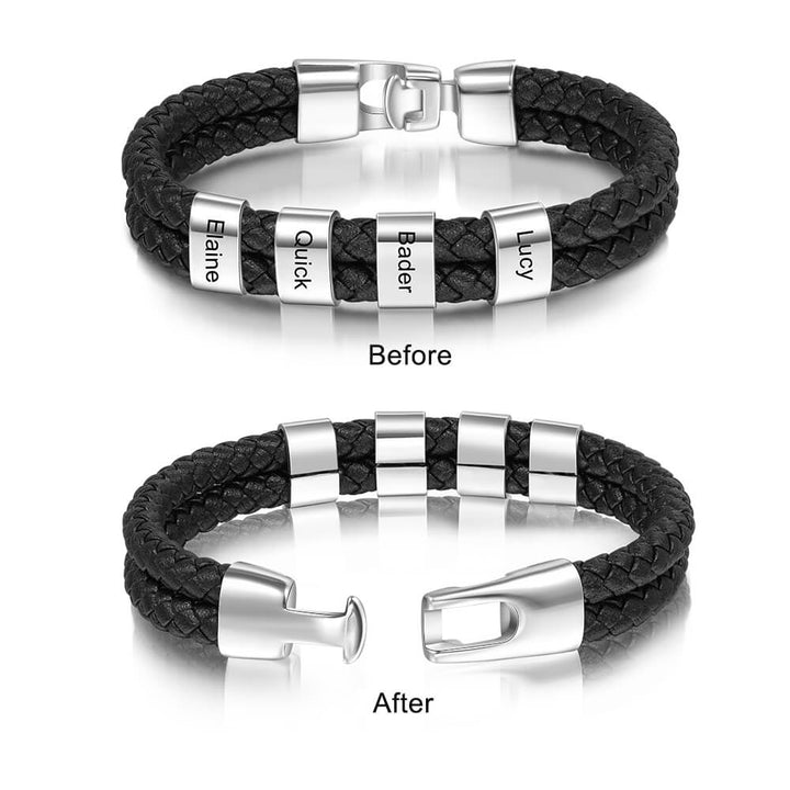 Men's Engraved 4 Beads Bracelet