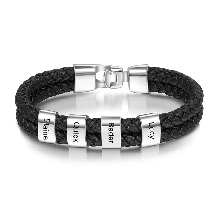 Men's Engraved 4 Beads Bracelet