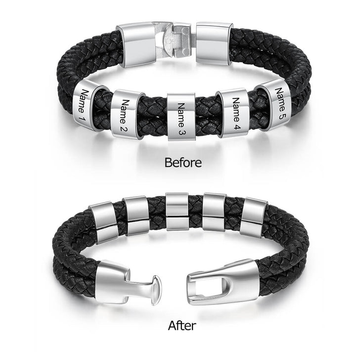 Men's Engraved 5 Beads Bracelet
