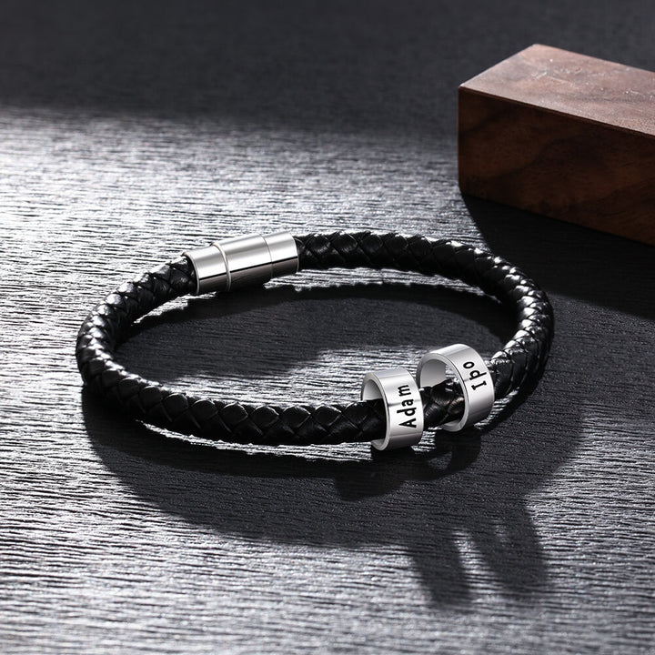 Men's Engraved 2 Beads Bracelet