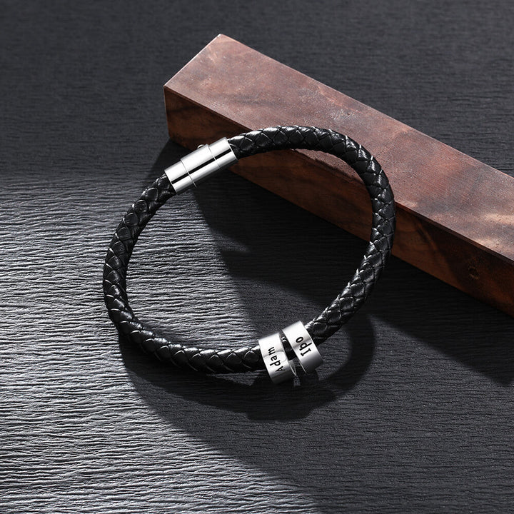 Men's Engraved 2 Beads Bracelet