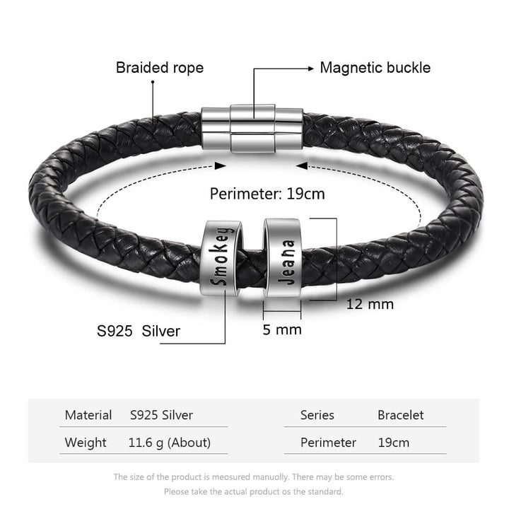 Men's Engraved 2 Beads Bracelet