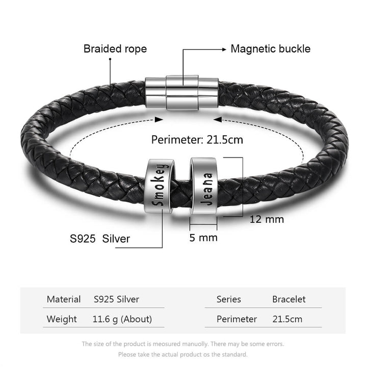 Men's Engraved 2 Beads Bracelet