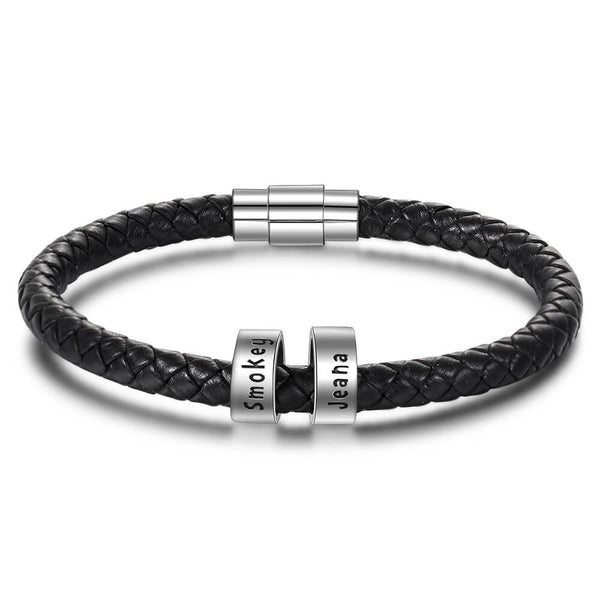 Men's Engraved 2 Beads Bracelet