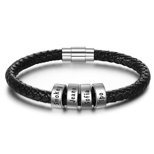 Men's Engraved 4 Beads Bracelet