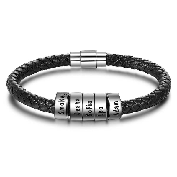 Men's Engraved 5 Beads Bracelet
