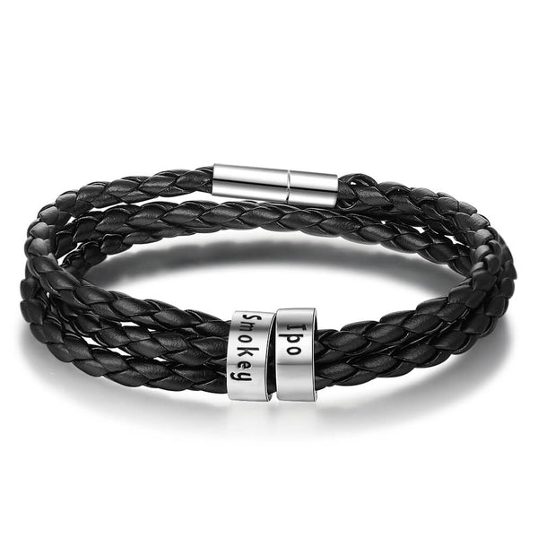 Men's Engraved 2 Beads Bracelet