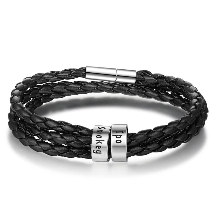Men's Engraved 2 Beads Bracelet
