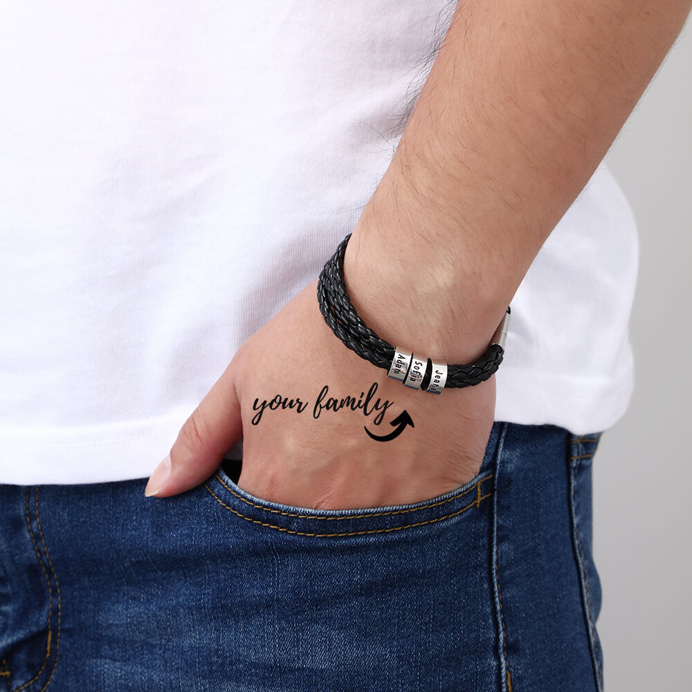 Men's Engraved 3 Beads Bracelet
