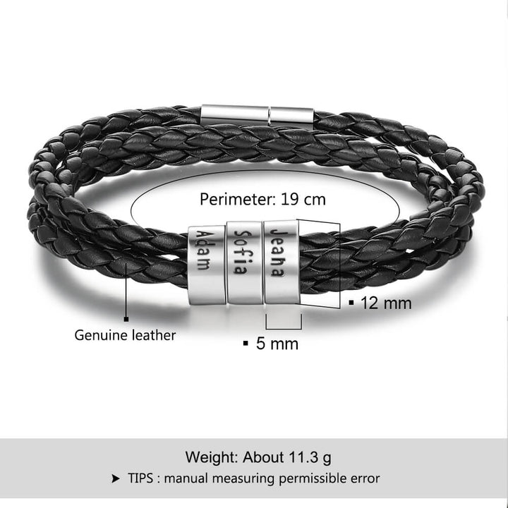 Men's Engraved 3 Beads Bracelet