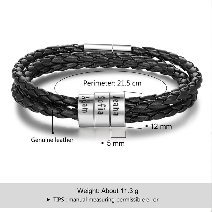 Men's Engraved 3 Beads Bracelet