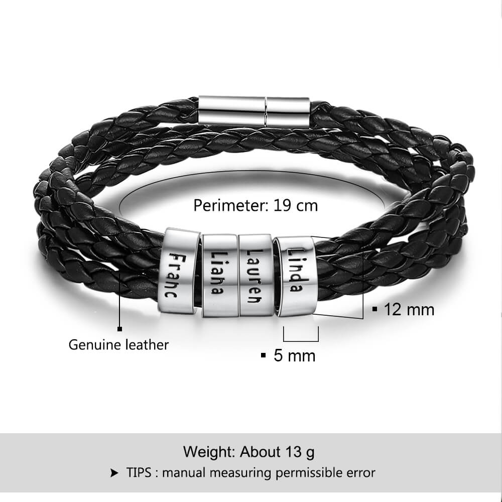 Men's Engraved 4 Beads Bracelet